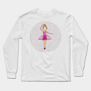 Cute ballerina girl with a pink tutu Long Sleeve T-Shirt